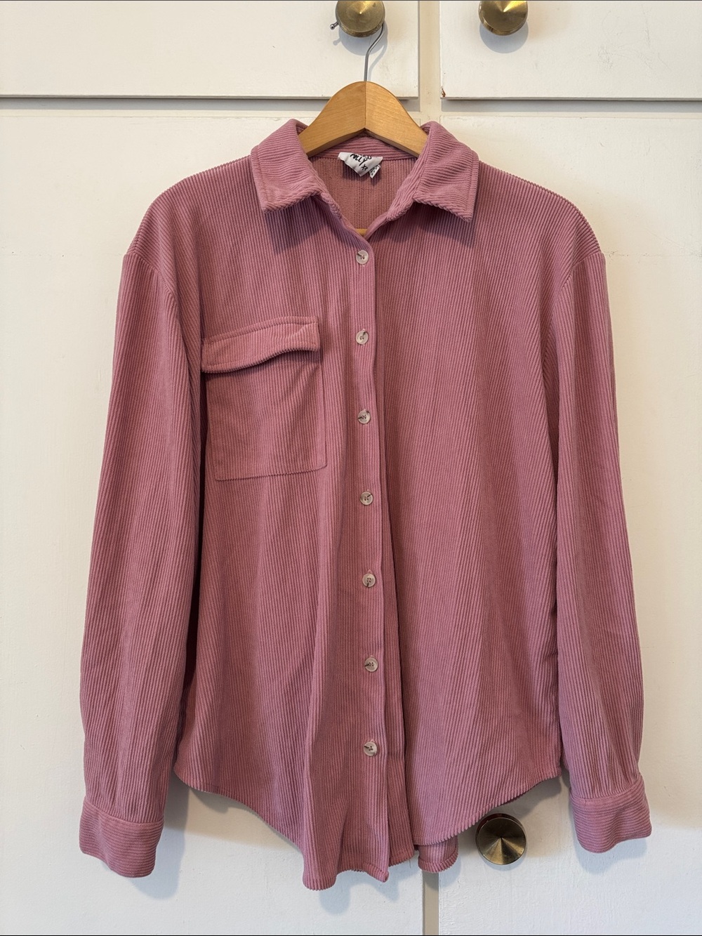 Princess Polly Corduroy Button-Up Shirt Jacket in Dusty Rose